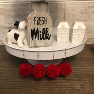 Red Pom Pom earrings